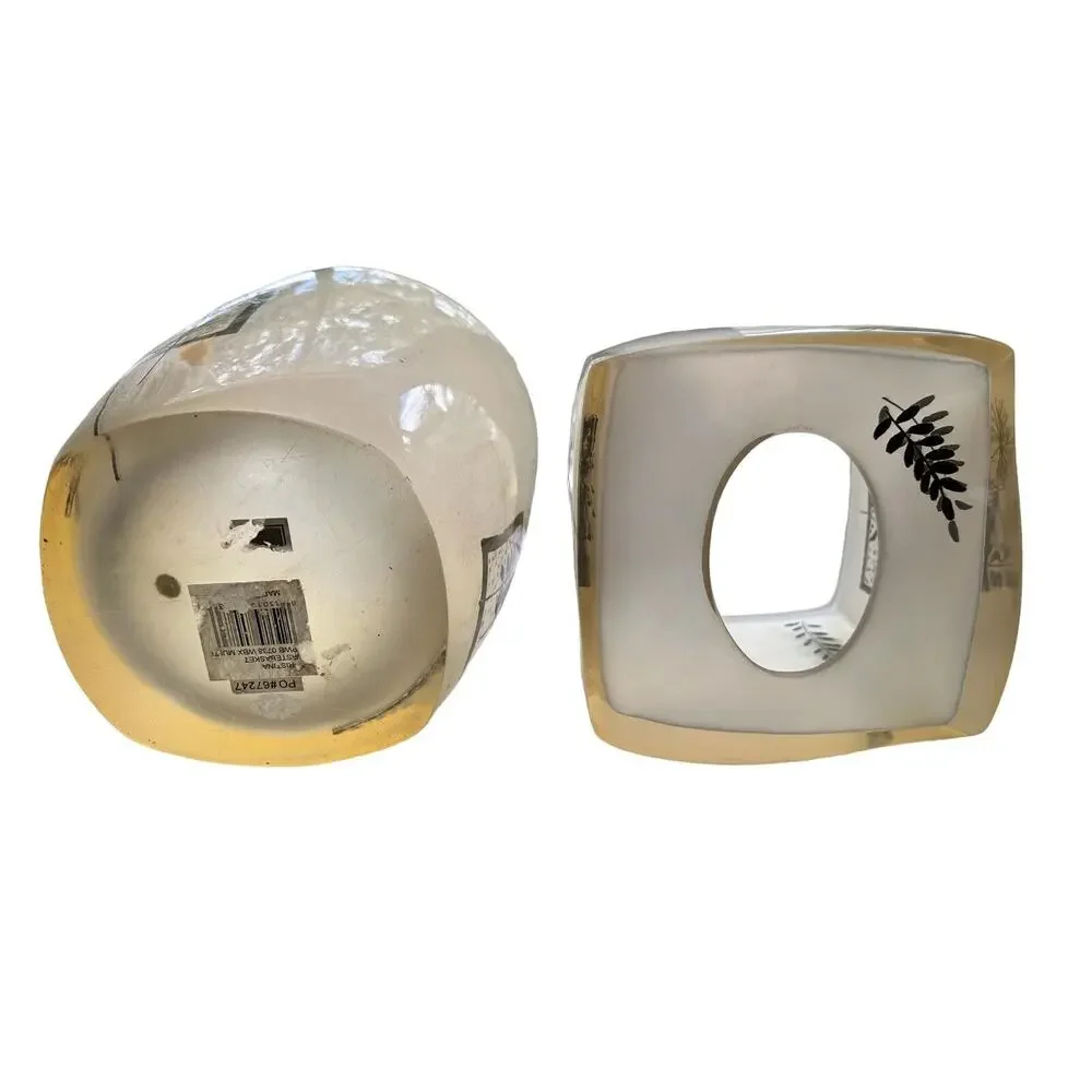 Croscill Opaque Inlaid Floral Rainier Wastebasket Tissue Holder Set